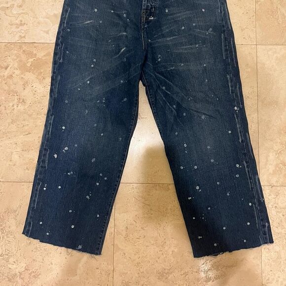 VINTAGE VON DUTCH Distressed Paint Splatter Lightwash Denim Jeans Y2K Sz 36 - Picture 6 of 8